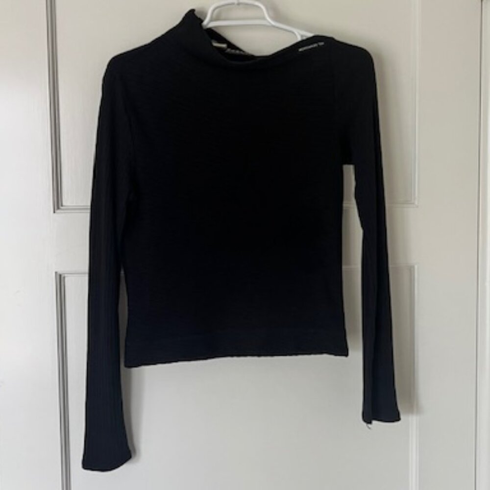 Morgan Black Asymmetrical Collar Long Sleeve Size S